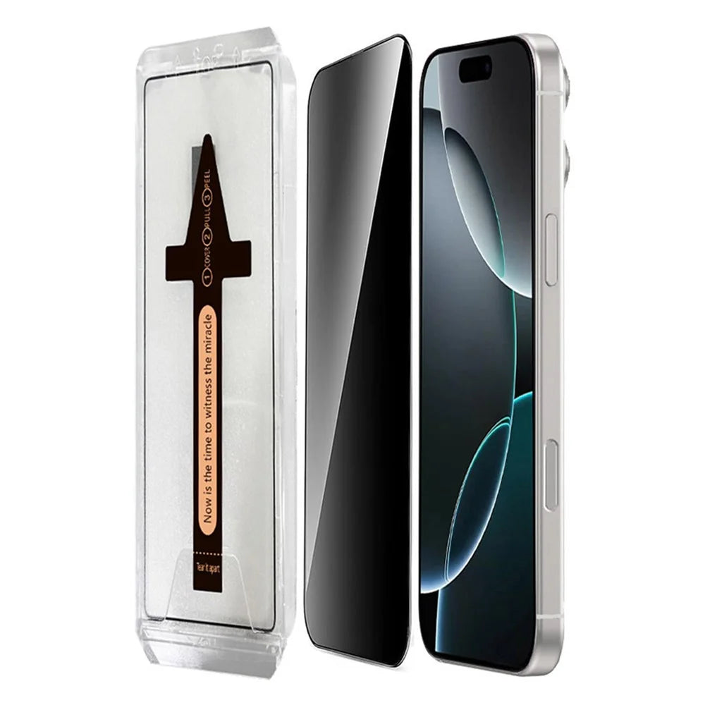 For iPhone 16 Pro Max Anti Spy Tempered Glass Screen Protector with Automatic Dust Removal Tool - 1