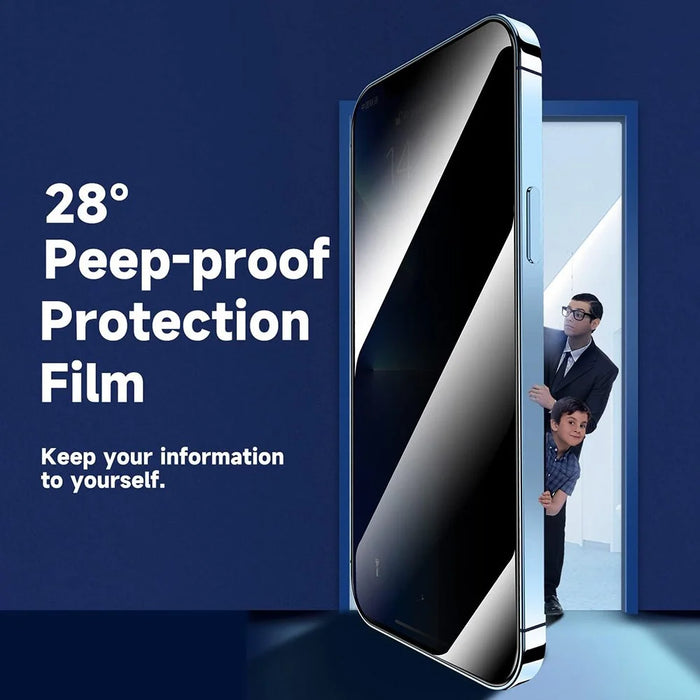 For iPhone 16 Pro Max Anti Spy Tempered Glass Screen Protector with Automatic Dust Removal Tool - 2