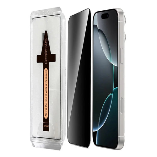 For iPhone 16 Pro Anti Spy Tempered Glass Screen Protector with Automatic Dust Removal Tool - 1