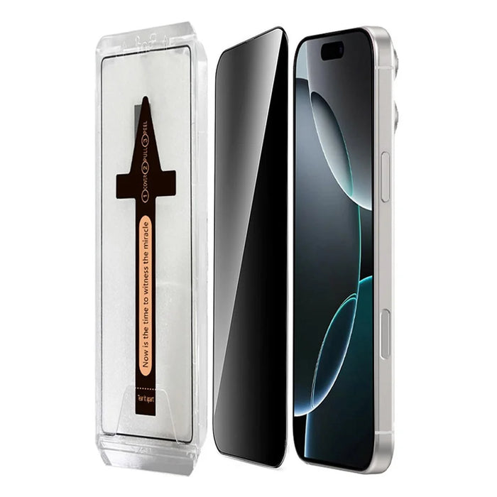 For iPhone 16 Pro Anti Spy Tempered Glass Screen Protector with Automatic Dust Removal Tool - 1