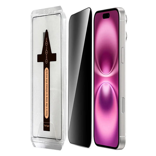 For iPhone 16 Plus Anti Spy Tempered Glass Screen Protector with Automatic Dust Removal Tool - 1