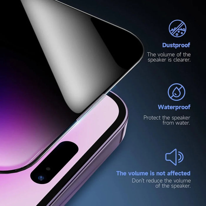 For iPhone 15 Pro Anti Spy Tempered Glass Screen Protector with Automatic Dust Removal Tool - 3