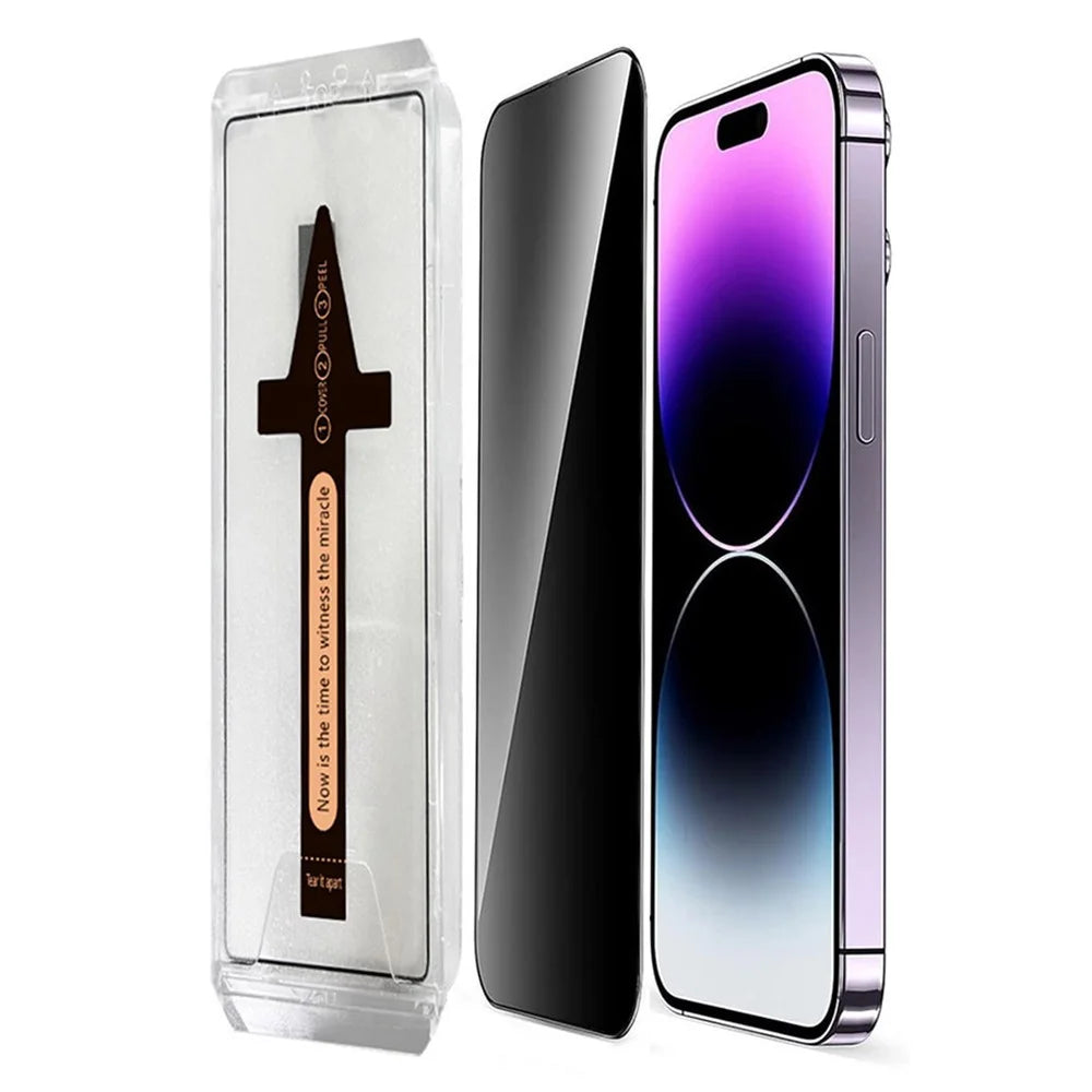 For iPhone 14 Pro Max Anti Spy Tempered Glass Screen Protector with Automatic Dust Removal Tool - 1
