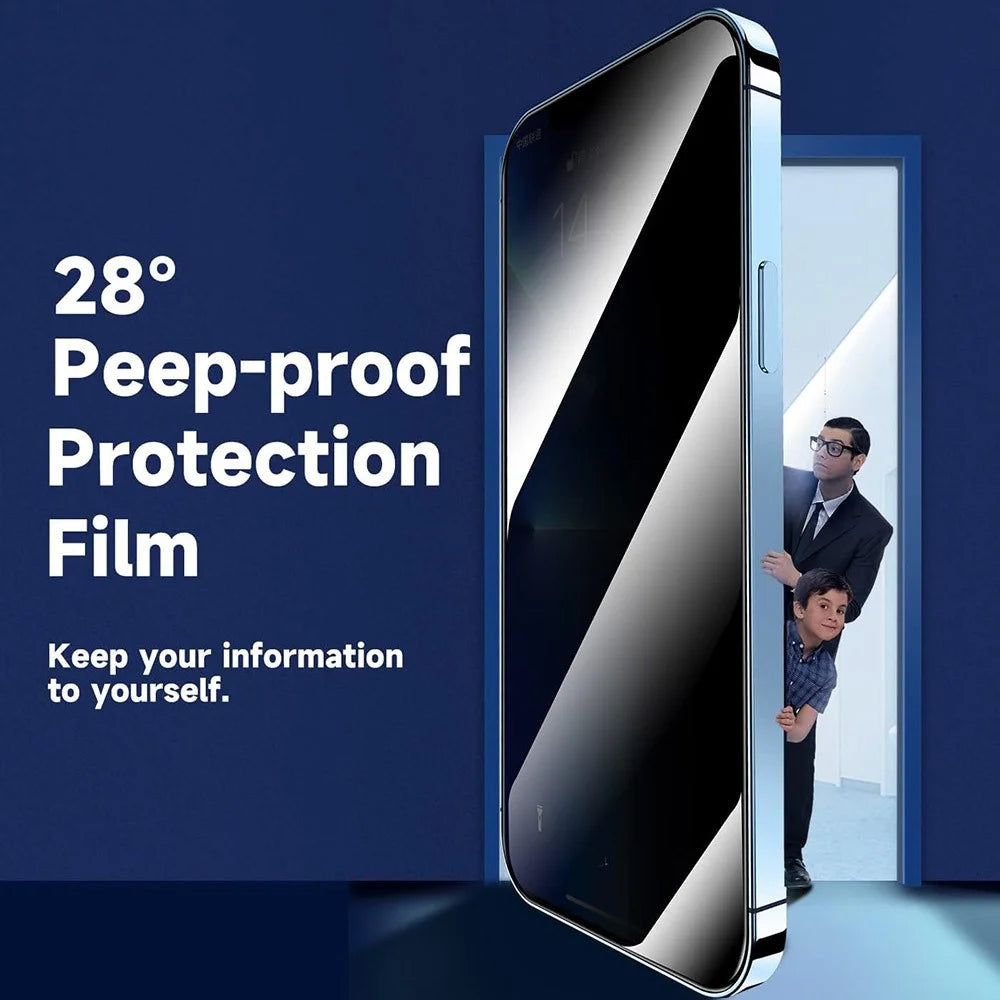 For iPhone 14 Pro Max Anti Spy Tempered Glass Screen Protector with Automatic Dust Removal Tool - 2