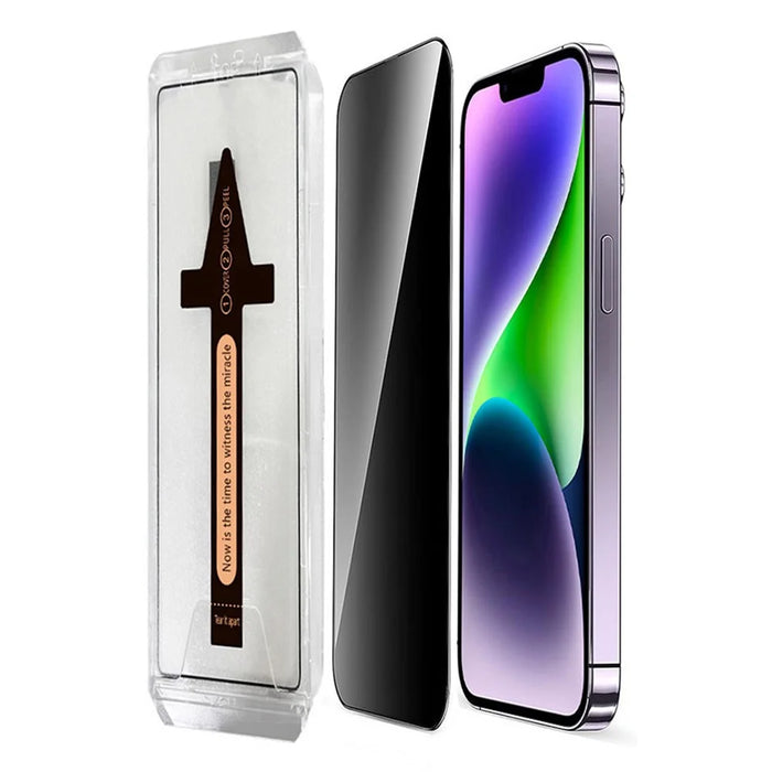 For iPhone 14 Plus Anti Spy Tempered Glass Screen Protector with Automatic Dust Removal Tool - 1