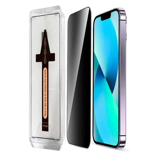 For iPhone 13 Pro / 13 Anti Spy Tempered Glass Screen Protector with Automatic Dust Removal Tool - 1
