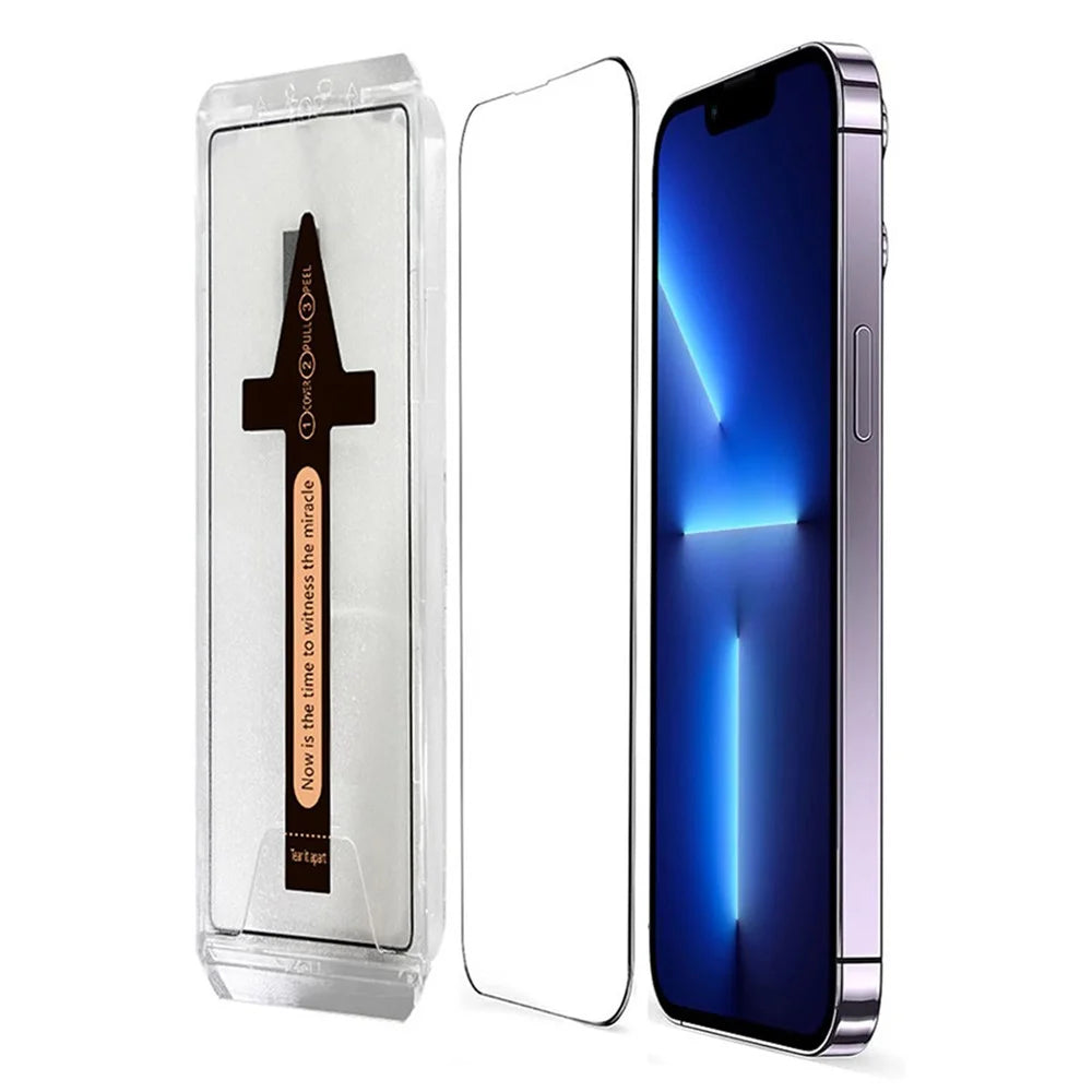 For iPhone 13 Pro / 13 Tempered Glass HD Clear Screen Protector with Automatic Dust Removal Tool - 1
