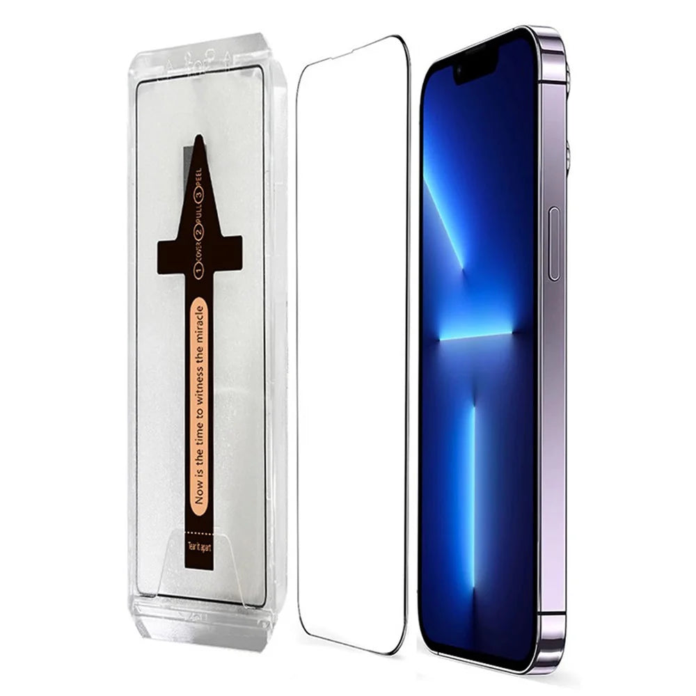 For iPhone 13 Pro Max Tempered Glass HD Clear Screen Protector with Automatic Dust Removal Tool - 1