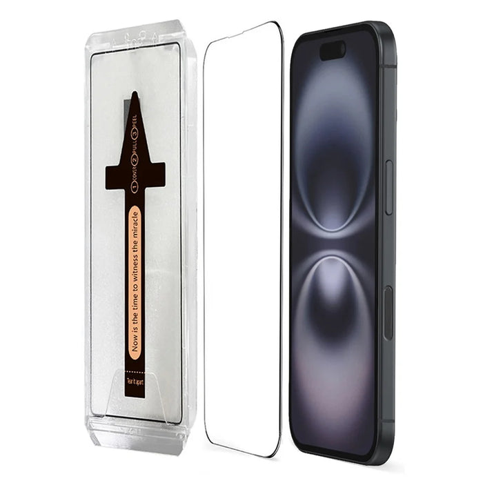 For iPhone 16 Plus Tempered Glass HD Clear Screen Protector with Automatic Dust Removal Tool - 1