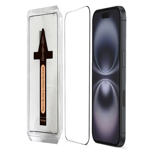 For iPhone 16 Tempered Glass HD Clear Screen Protector with Automatic Dust Removal Tool - 1