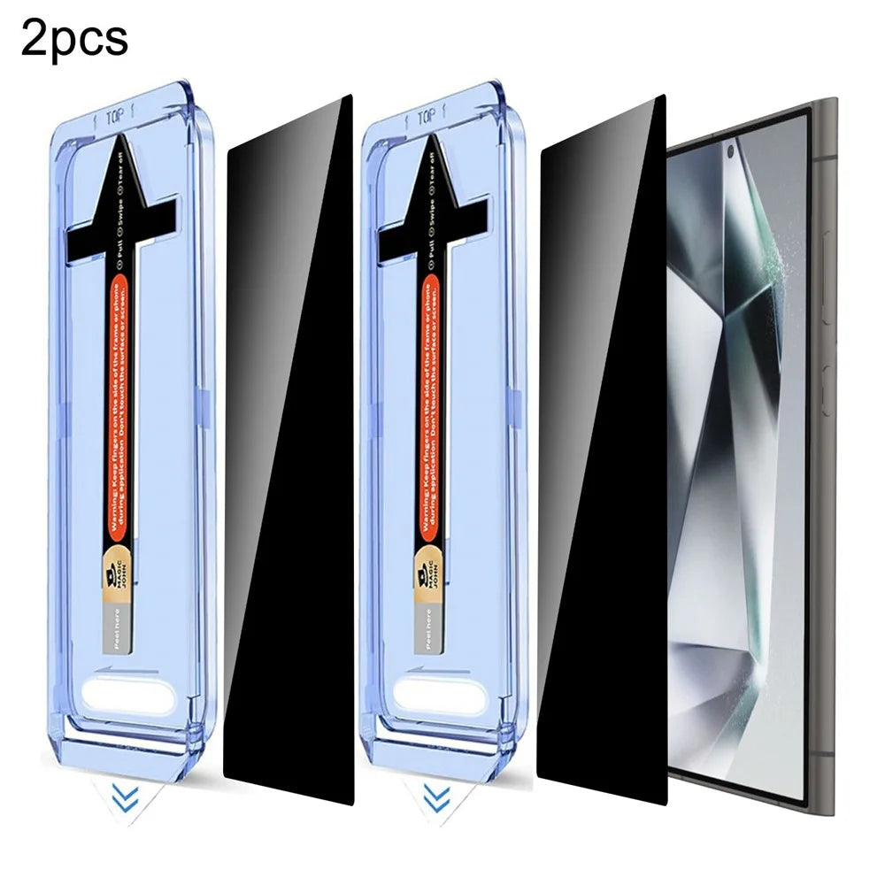 2 Sets For Samsung Galaxy S24 Ultra Anti Spy Tempered Glass Screen Protector with Automatic Dust Removal Tool - 1