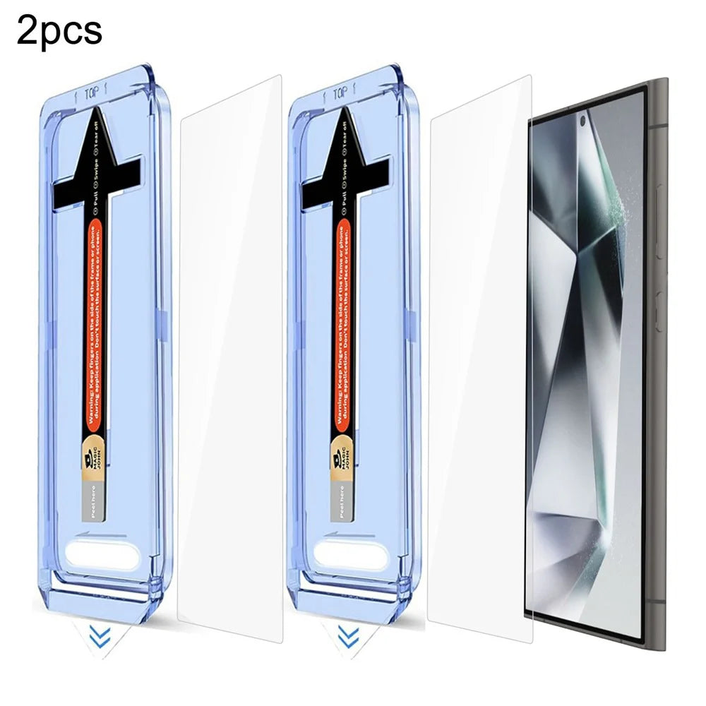2 Sets For Samsung Galaxy S24 Ultra Tempered Glass HD Clear Screen Protector with Automatic Dust Removal Tool - 1