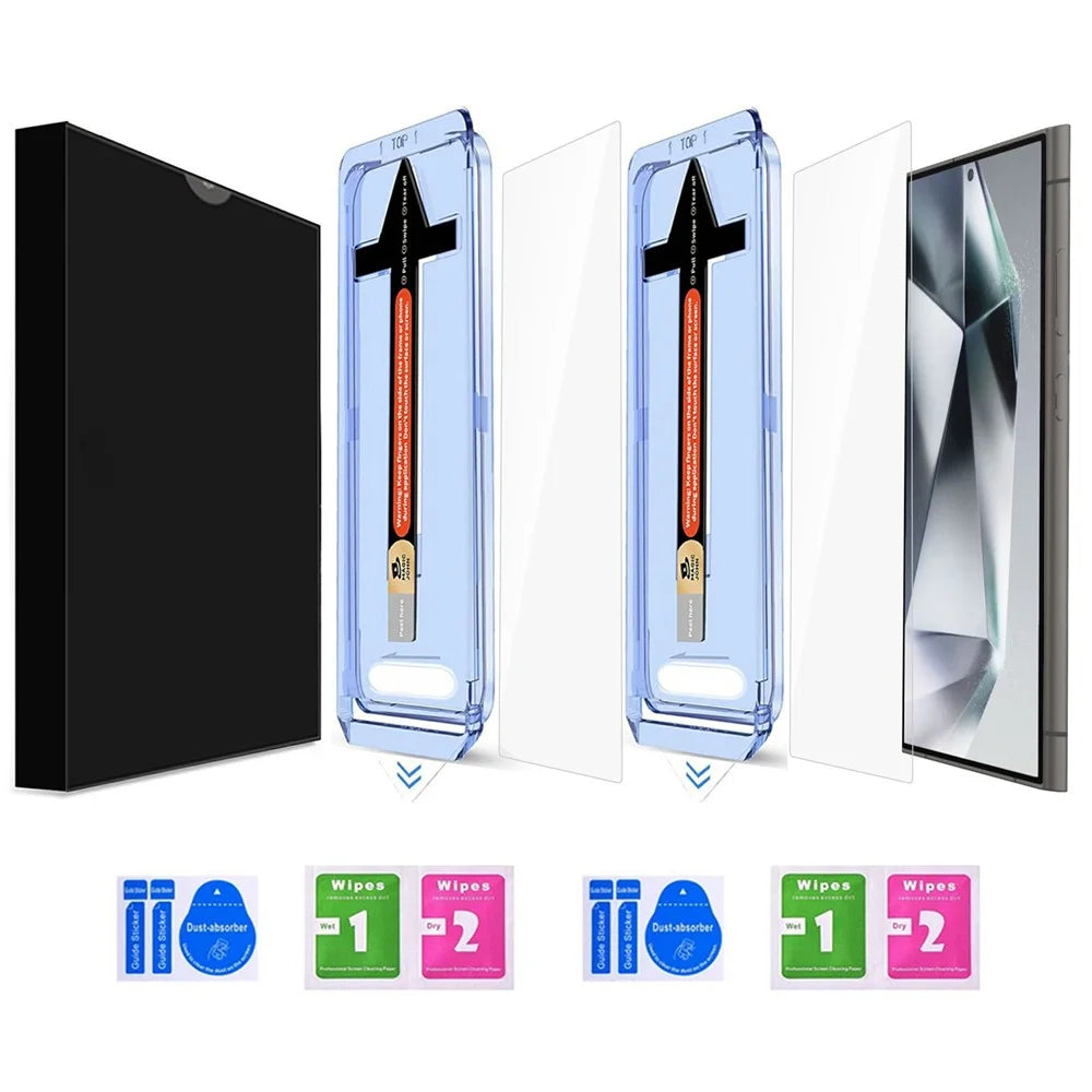 2 Sets For Samsung Galaxy S24 Ultra Tempered Glass HD Clear Screen Protector with Automatic Dust Removal Tool - 7