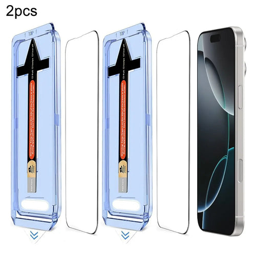2 Sets For iPhone 16 Pro Tempered Glass HD Clear Screen Protector with Automatic Dust Removal Tool - 1