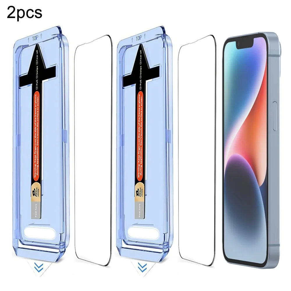 2 Sets For iPhone 14 / 13 Pro / 13 Tempered Glass HD Clear Screen Protector with Automatic Dust Removal Tool - 1