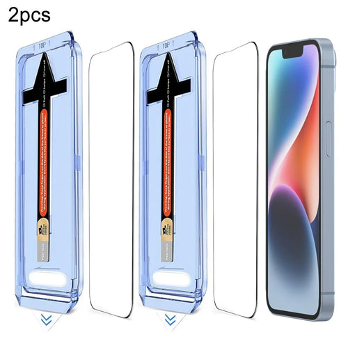 2 Sets For iPhone 14 Plus / 13 Pro Max Tempered Glass HD Clear Screen Protector with Automatic Dust Removal Tool - 1
