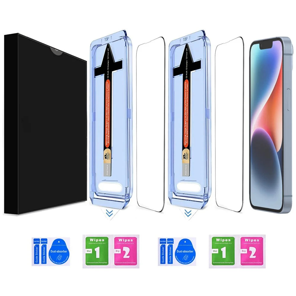 2 Sets For iPhone 14 Plus / 13 Pro Max Tempered Glass HD Clear Screen Protector with Automatic Dust Removal Tool - 2