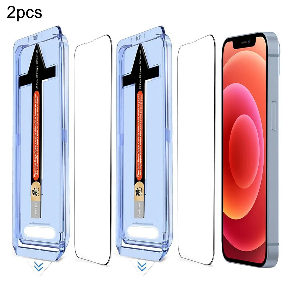 2 Sets For iPhone 12 Pro / 12 Tempered Glass HD Clear Screen Protector with Automatic Dust Removal Tool - 1