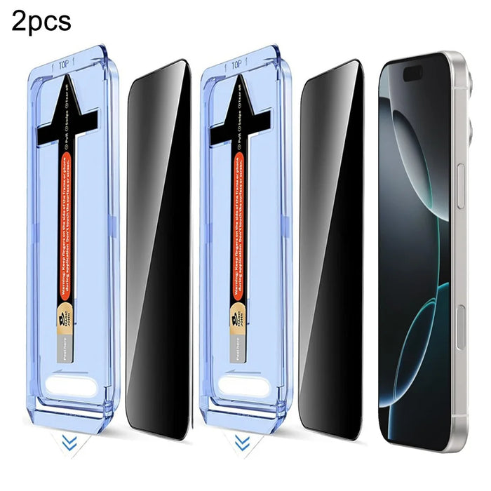2 Sets For iPhone 16 Pro Max Anti Spy Tempered Glass Screen Protector with Automatic Dust Removal Tool - 1