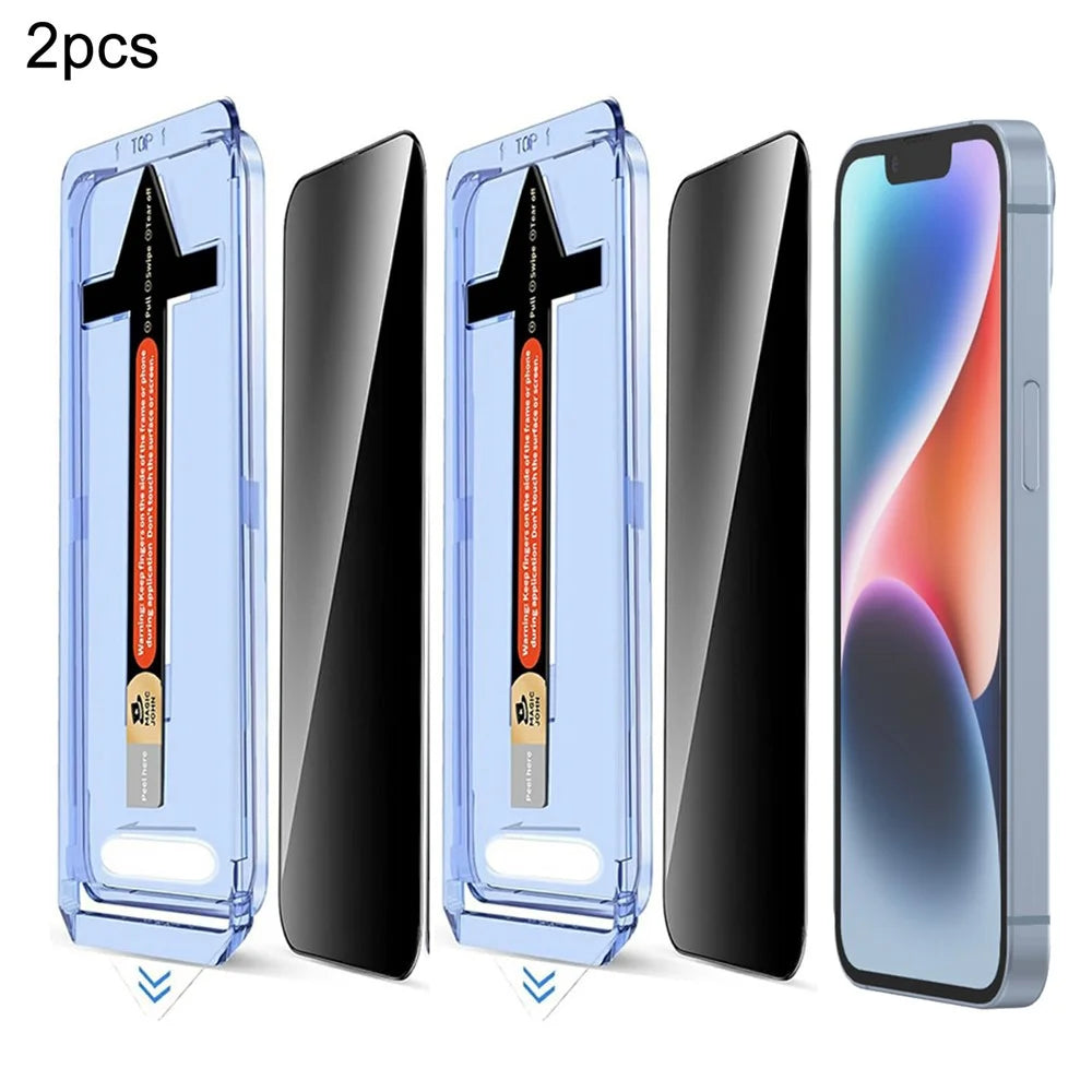 2 Sets For iPhone 14 Plus / 13 Pro Max Anti Spy Tempered Glass Screen Protector with Automatic Dust Removal Tool - 1