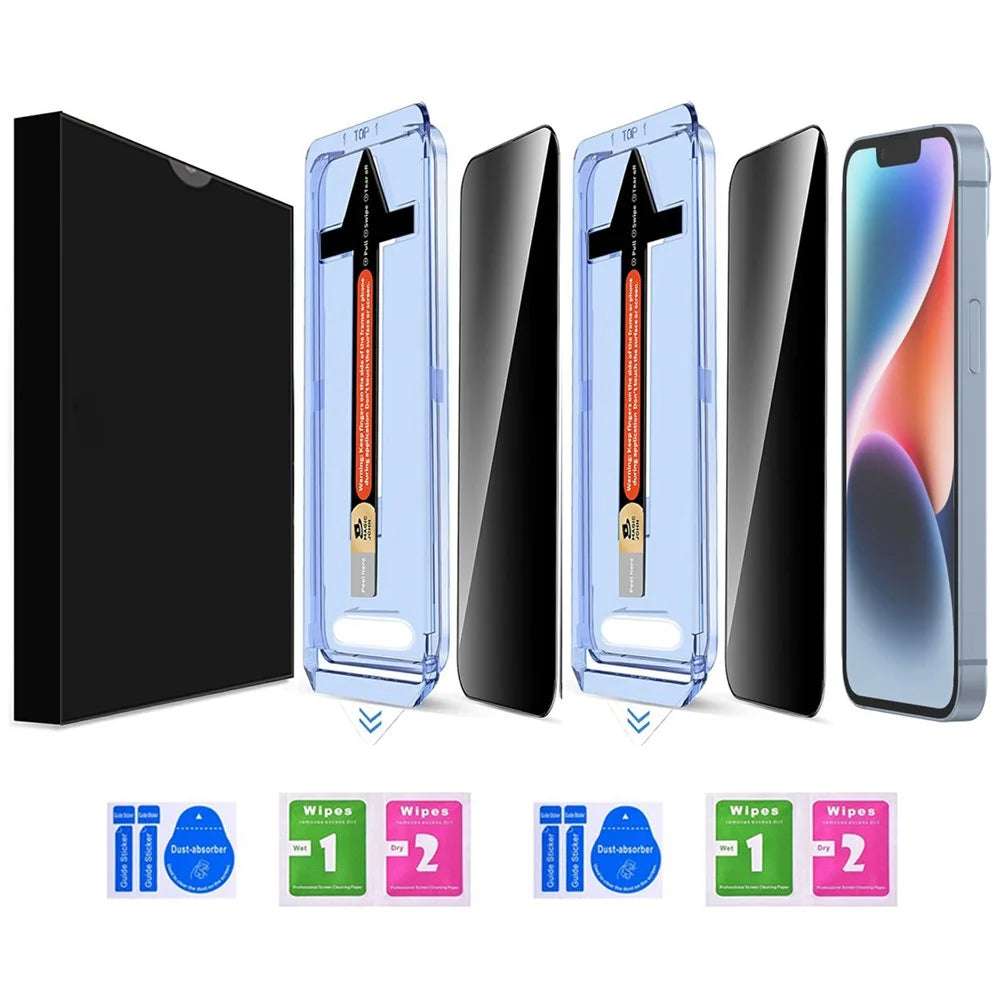 2 Sets For iPhone 14 Plus / 13 Pro Max Anti Spy Tempered Glass Screen Protector with Automatic Dust Removal Tool - 2