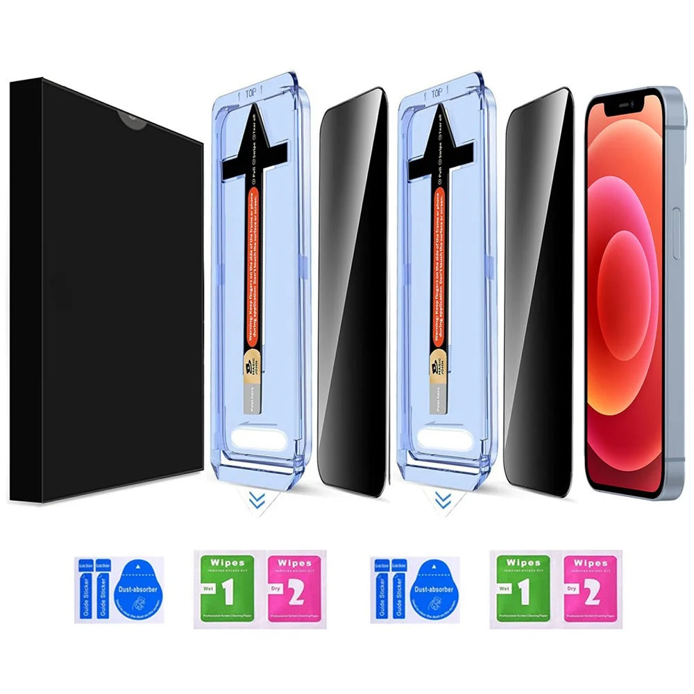 2 Sets For iPhone 12 Pro / 12 Anti Spy Tempered Glass Screen Protector with Automatic Dust Removal Tool - 2