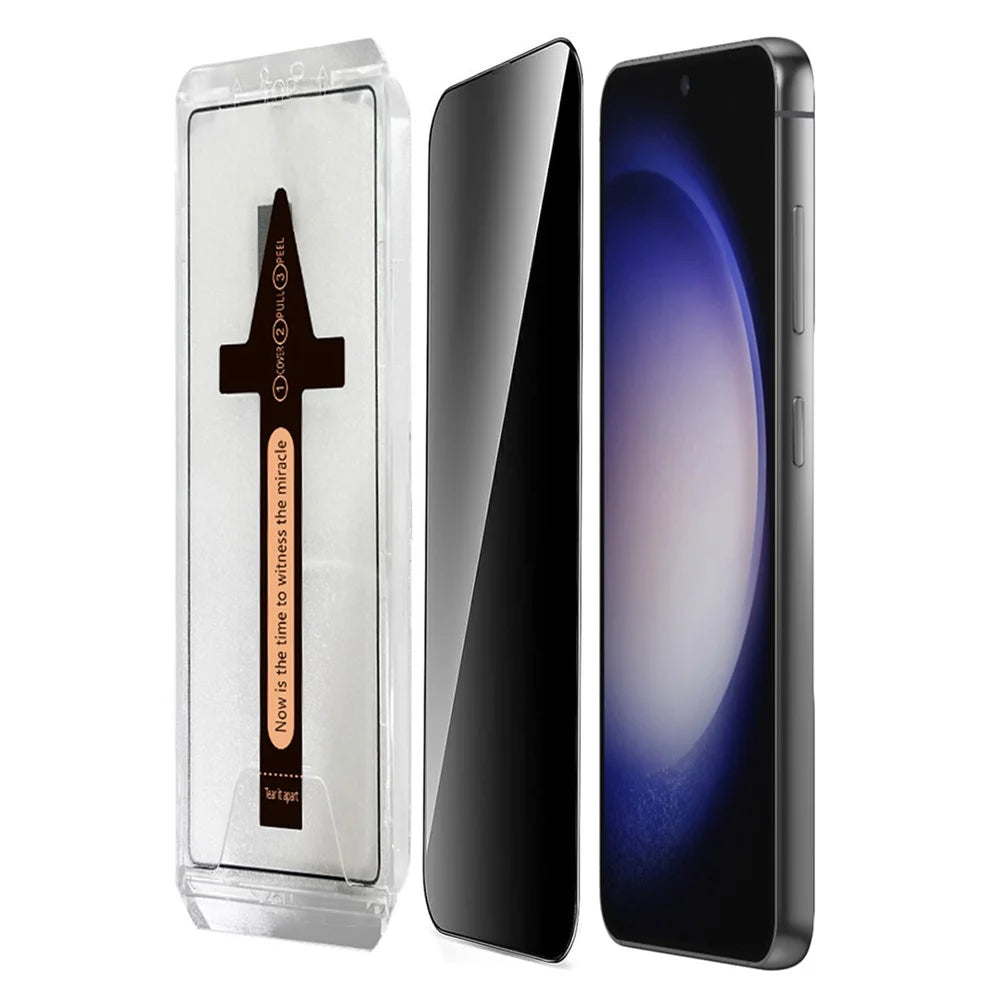 For Samsung Galaxy S23 / S22 5G Anti Spy Tempered Glass Screen Protector with Automatic Dust Removal Tool - 1