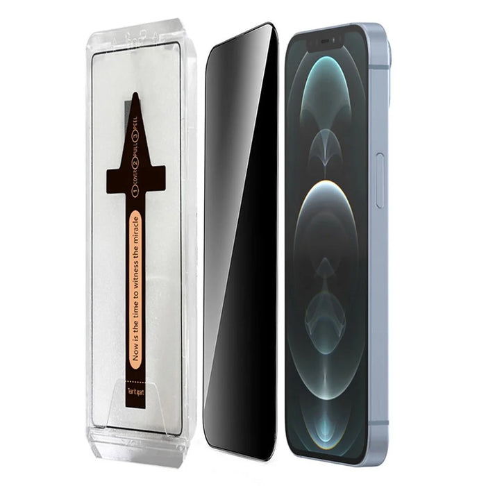 For iPhone 12 Pro Max Anti Spy Tempered Glass Screen Protector with Automatic Dust Removal Tool - 1