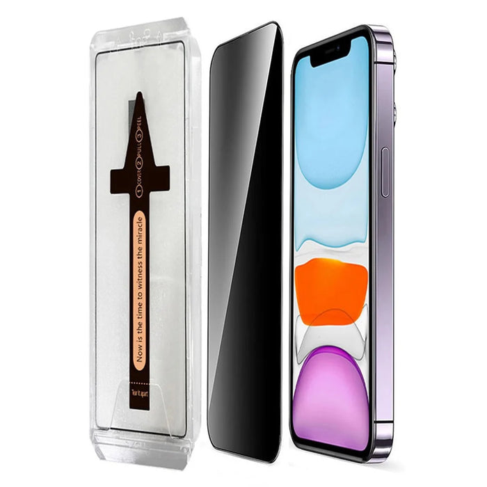 For iPhone 11 Anti Spy Tempered Glass Screen Protector with Automatic Dust Removal Tool - 1