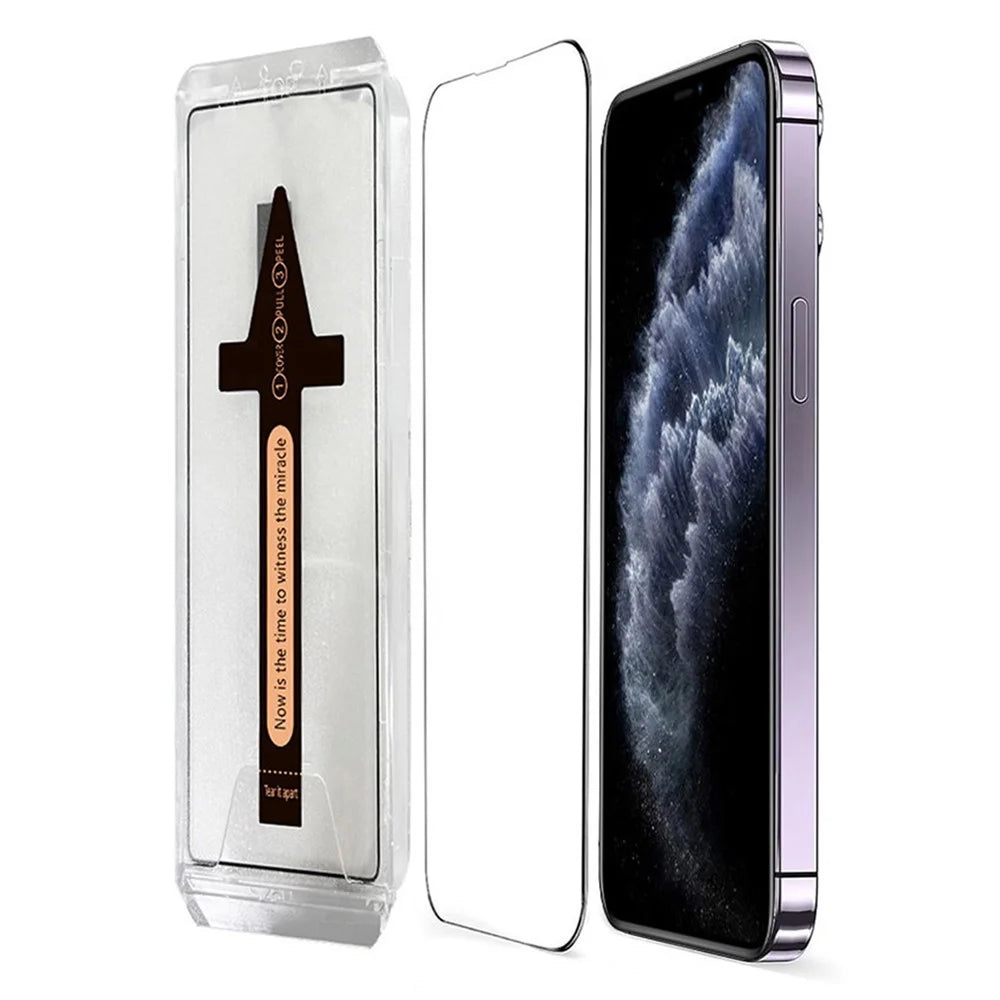 For iPhone 11 Pro Tempered Glass HD Clear Screen Protector with Automatic Dust Removal Tool - 1