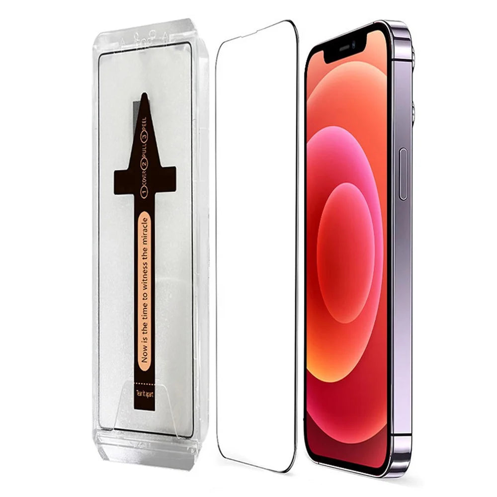 For iPhone 12 Pro / 12 Tempered Glass HD Clear Screen Protector with Automatic Dust Removal Tool - 1