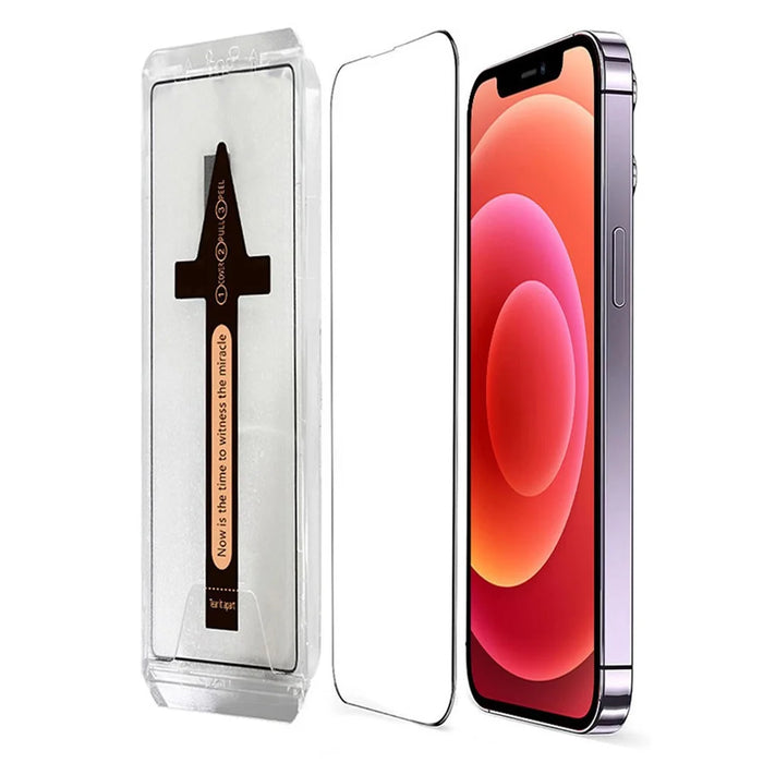 For iPhone 12 Pro / 12 Tempered Glass HD Clear Screen Protector with Automatic Dust Removal Tool - 1