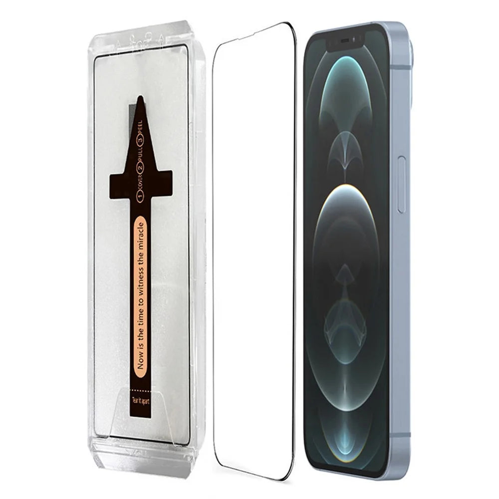 For iPhone 12 Pro Max Tempered Glass HD Clear Screen Protector with Automatic Dust Removal Tool - 1