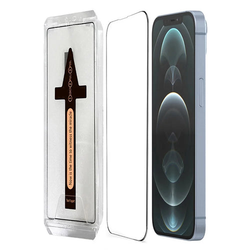 For iPhone 12 Pro Max Tempered Glass HD Clear Screen Protector with Automatic Dust Removal Tool - 1