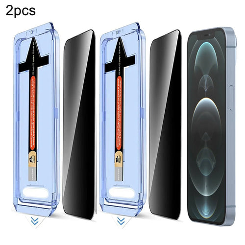2 Sets For iPhone 12 Pro Max Anti Spy Tempered Glass Screen Protector with Automatic Dust Removal Tool - 1