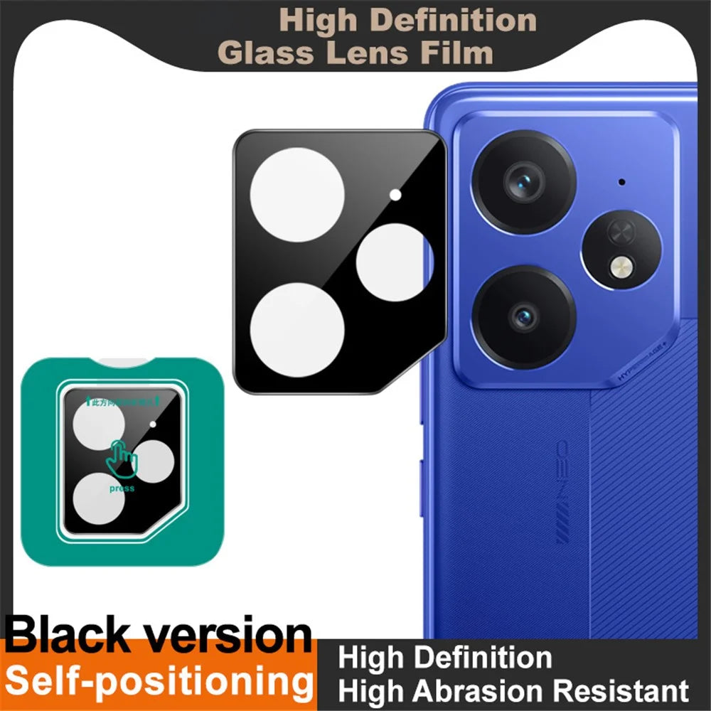 IMAK For Realme Neo7 5G Tempered Glass Camera Lens Protector with Self Positioning Frame (Black Version) - 3