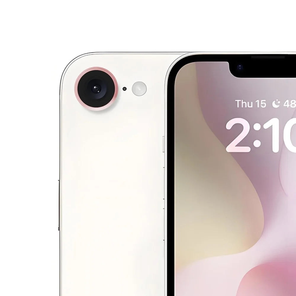 RURIHAI For iPhone 17e / 16e Camera Lens Protector Tempered Glass Metal Ring Lens Film - Pink - 2