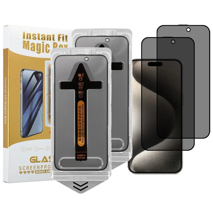 2Pcs For iPhone 15 Pro Anti Spy High Aluminium Silicon Glass Screen Protector with Dust Removal Tool - 1