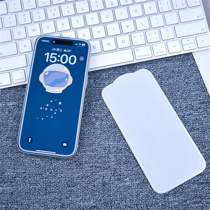For iPhone 16 Pro Screen Protector Full Glue Electroplated White Edge High Aluminum Silicone Glass Film - 3