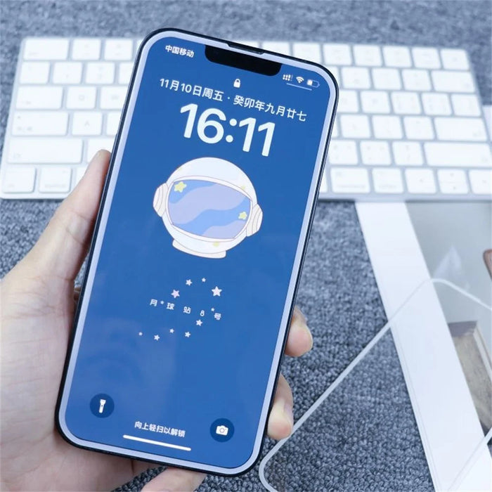 For iPhone 16 Pro Screen Protector Full Glue Electroplated White Edge High Aluminum Silicone Glass Film - 5