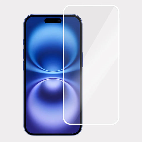 For iPhone 16 Plus / 15 Plus Screen Protector Full Glue Electroplated White Edge High Aluminum Silicone Glass Film - 1