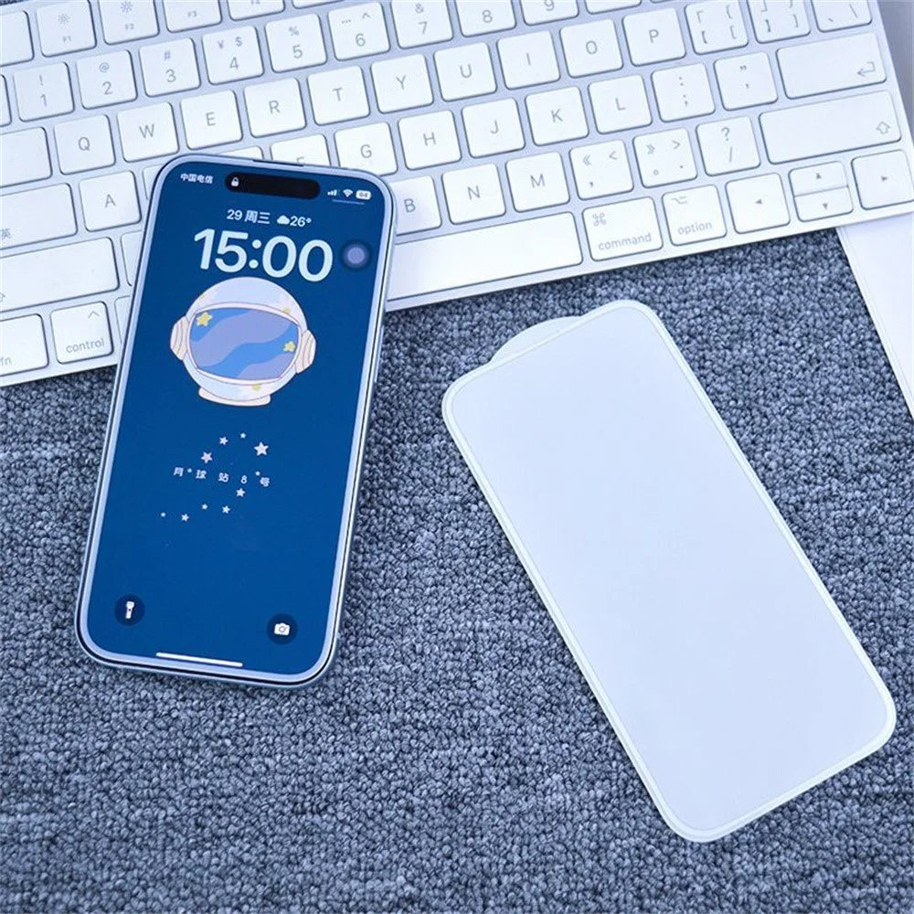 Screen Protector for iPhone 14 / 13 Pro / 13 Full Glue Electroplated White Edge High Aluminum Silicone Glass Film - 3