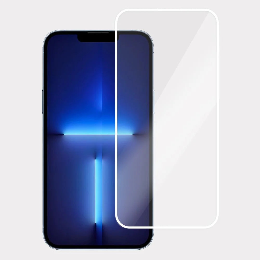 For iPhone 14 Plus / 13 Pro Max Screen Protector Full Glue Electroplated White Edge High Aluminum Silicone Glass Film - 1