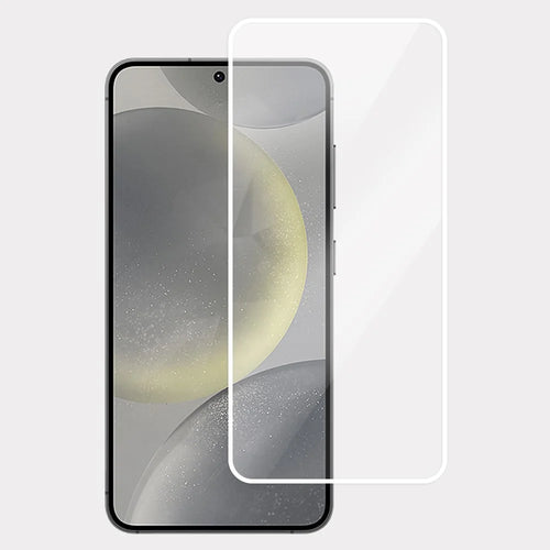 For Samsung Galaxy S25 / S24 Screen Protector Full Glue Electroplated White Edge High Aluminum Silicone Glass Film - 1