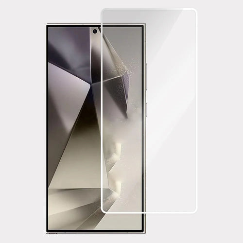For Samsung Galaxy S24 Ultra Screen Protector Full Glue Electroplated White Edge High Aluminum Silicone Glass Film - 1