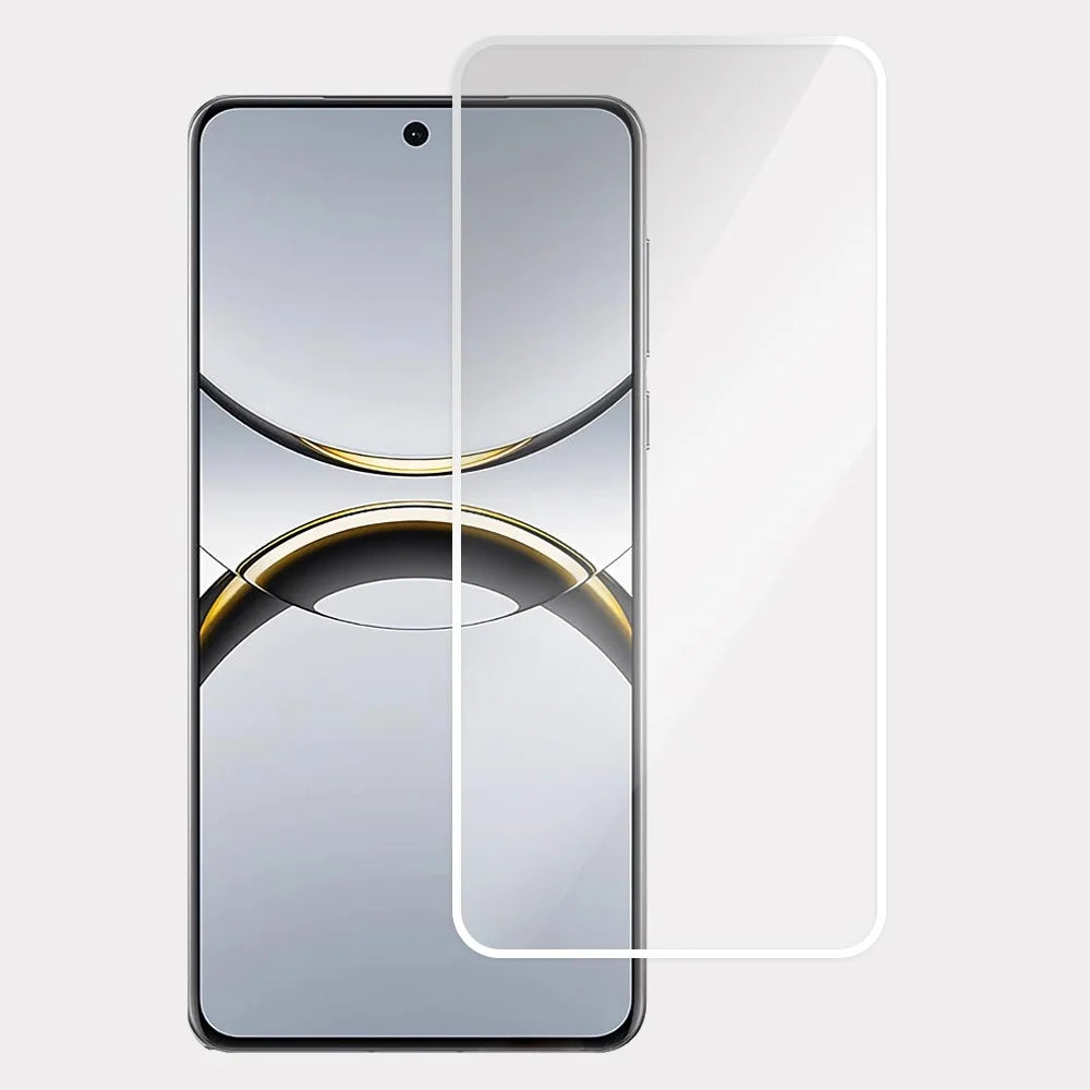 Screen Protector For Huawei Pura 70  /  Oppo Find X8 5G  /  Reno13 5G (Global) Full Glue Electroplated White Edge High Aluminum Silicone Glass Film - 1