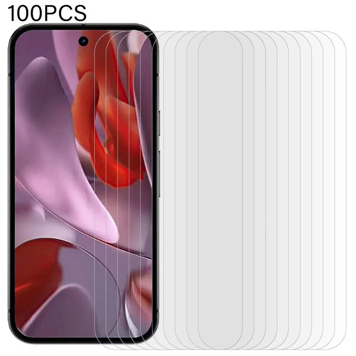 100Pcs For Google Pixel 10 Pro / 10 / 9 Pro / 9 Screen Protector Anti-Scratch Tempered Glass Film (No Package, with Wipes Set, Dust-absorber, Guide Sticker) - 1