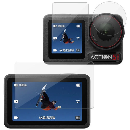 IMAK 1 Set Action Camera Screen Film for DJI Osmo Action 5 Pro Tempered Glass Screen Protector (Front Screen + Rear Screen + Lens) - 1
