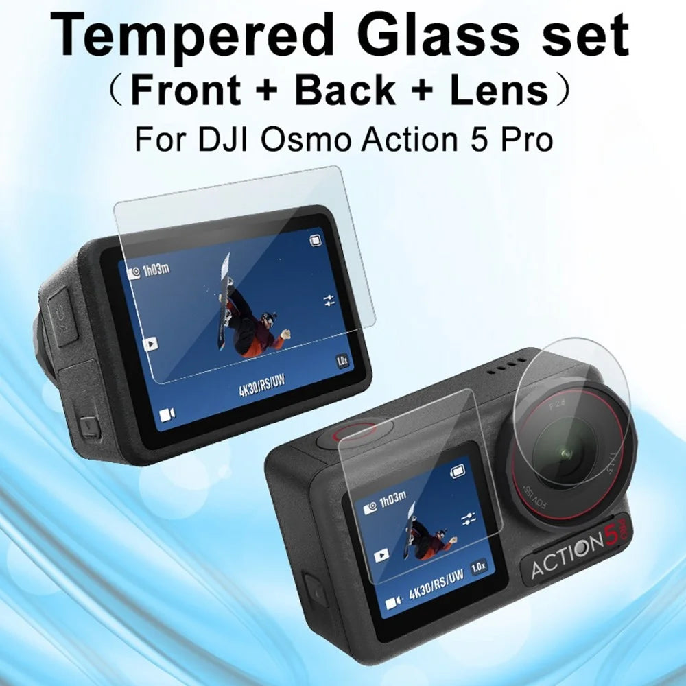 IMAK 1 Set Action Camera Screen Film for DJI Osmo Action 5 Pro Tempered Glass Screen Protector (Front Screen + Rear Screen + Lens) - 2