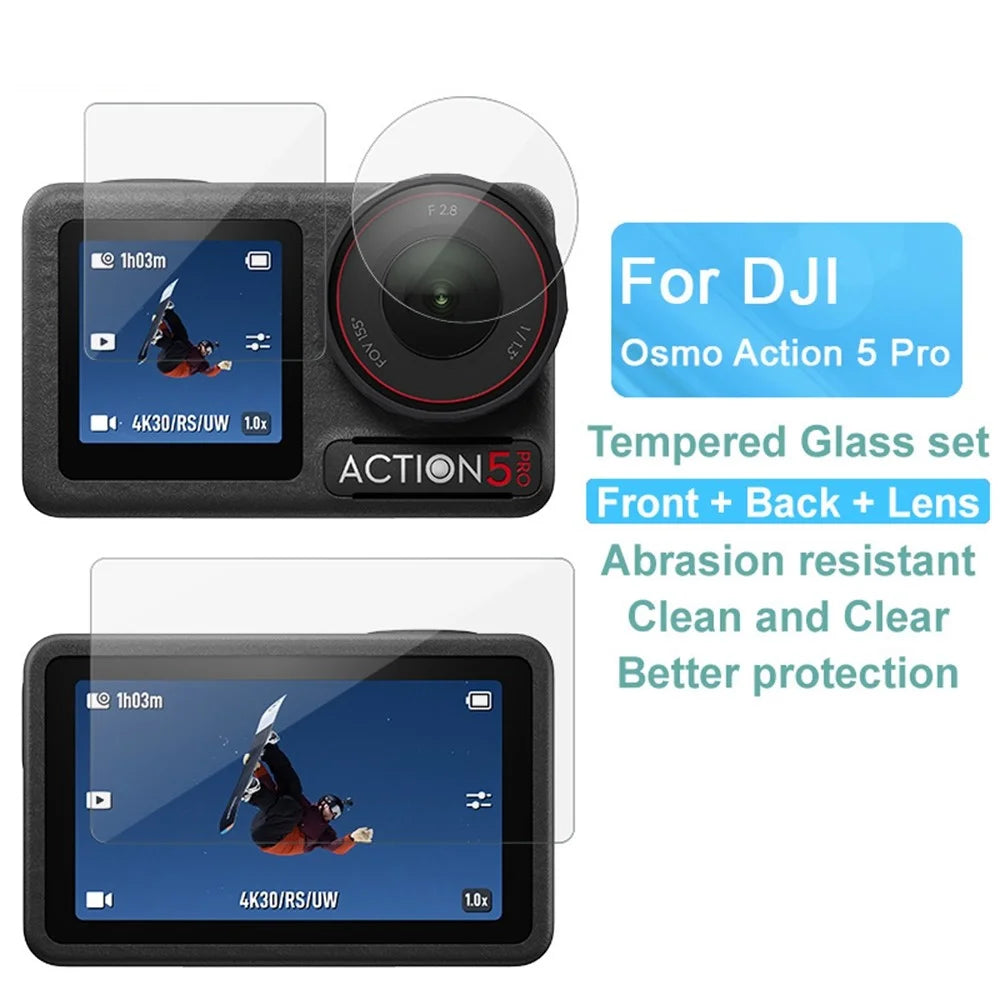 IMAK 1 Set Action Camera Screen Film for DJI Osmo Action 5 Pro Tempered Glass Screen Protector (Front Screen + Rear Screen + Lens) - 4